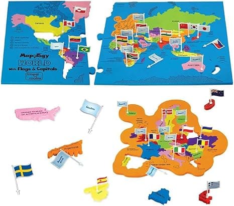 Imagimake Mapology World Map Puzzle with Country Flags &amp; Capitals for Kids 5+ Years | Country Shaped Jigsaw Puzzles | Geography Learning &amp; Educational Toys for Boys &amp; Girls | Ramadan Gift for 5-12 on Amazon.ae - Price Tracker