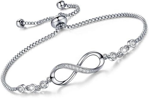 Women gift silver bracelet Fashion bracelet adjustable Charm bracelet for women Girls crystal bracelet tennis jewellery womens silver jewellery gifts woman birthday gift woman on Amazon - Best Deal Finder