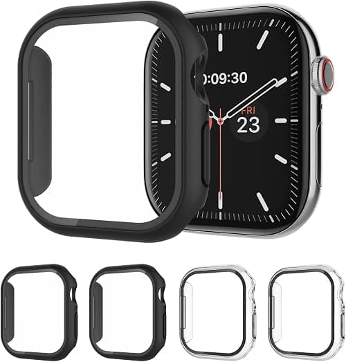 Pack of 4 Cases with Screen Protector for Apple Watch Series 11 10 42 mm, PC All-Round Protective Case, Scratch-Resistant Protective Case for iWatch Series 11 10 42 mm (2 Black + 2 Transparents on Amazon.ae - Price Tracker
