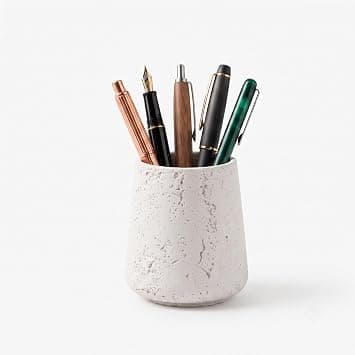 Angju Pen Holder Stand for Desk, Natural Travertine Stone Makeup Brush Holders, Modern and Functional Pencil Cup for Office Supplies Tableware Organizer for Home Decor School on Amazon.ae - Price Tracker