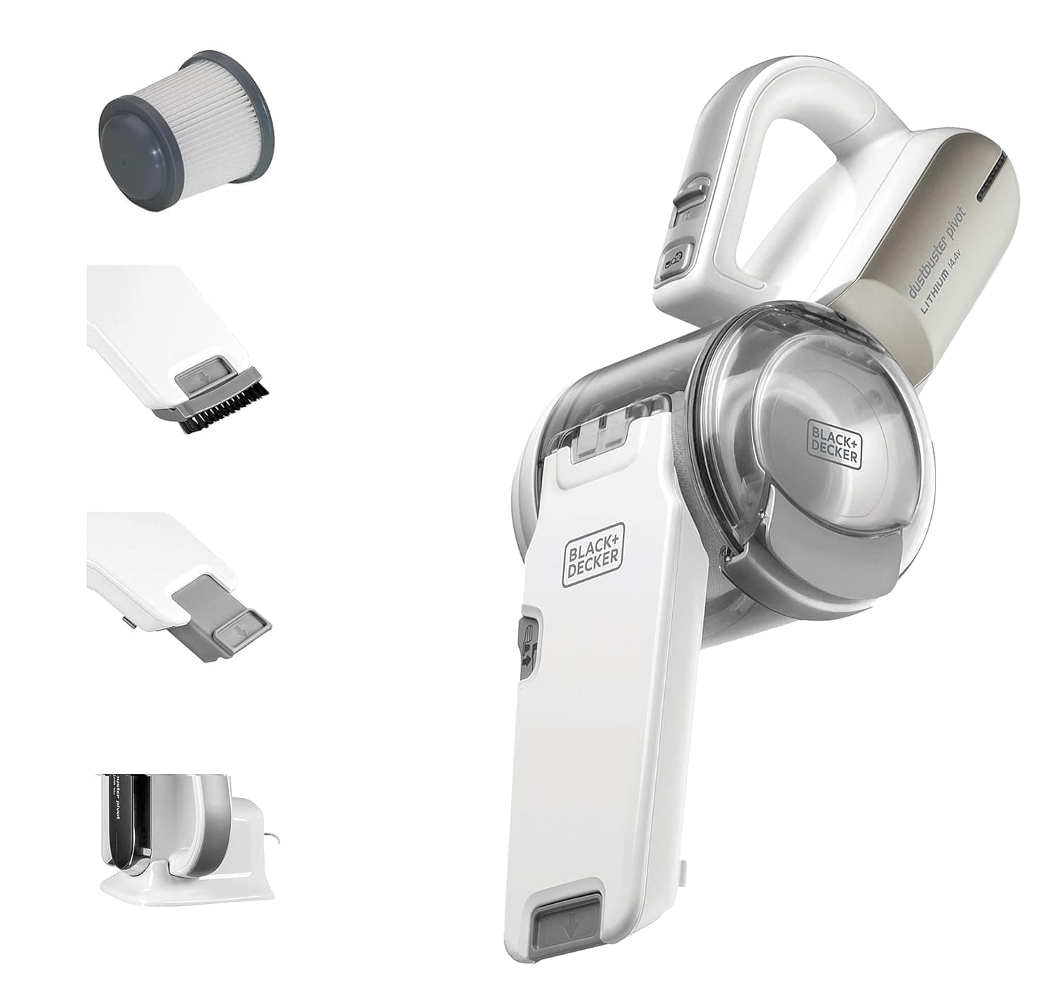 BLACK + DECKER Dustbuster pivot 21.6 wh Pivoting Nozzle, Compact Cordless Vacuum, Ideal for Home & Car, Easy Storage, Champagne/White - PV1420L-B5 on Amazon.ae - Price Tracker