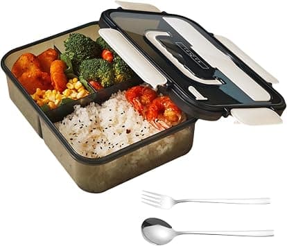 Lunch Box Bento Lunch Boxes 304 Stainless Steel Spoon And Fork For Kids And Adults, Microwaveable, 3 Compartment 1500Ml Suitable For School, Office, And Picnics (Beige) على Amazon.ae - متتبع الأسعار