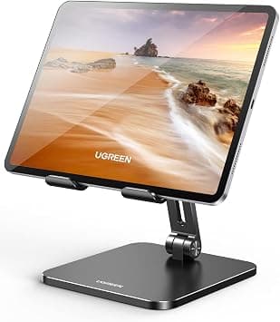 UGREEN iPad Stand Tablet Stand Fit for iPad Pro/Air/Mini Galaxy Tab Black | Metal Stable Foldable Holder for Desk Adjustable Mobile Phone Holder Compatible with iPhone 17 Pro Max S26/25 Ultra on Amazon.ae - Price Tracker