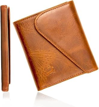 Slim Wallets for men | handmade Modern Minimalist front Pocket wallets | 6-12 Cards Geniune leather rfid wallet for men | Gift wallets with magnatic closure, Light Brown, 3.8 x 3.2 x 0.4 on Amazon.ae - Price Tracker