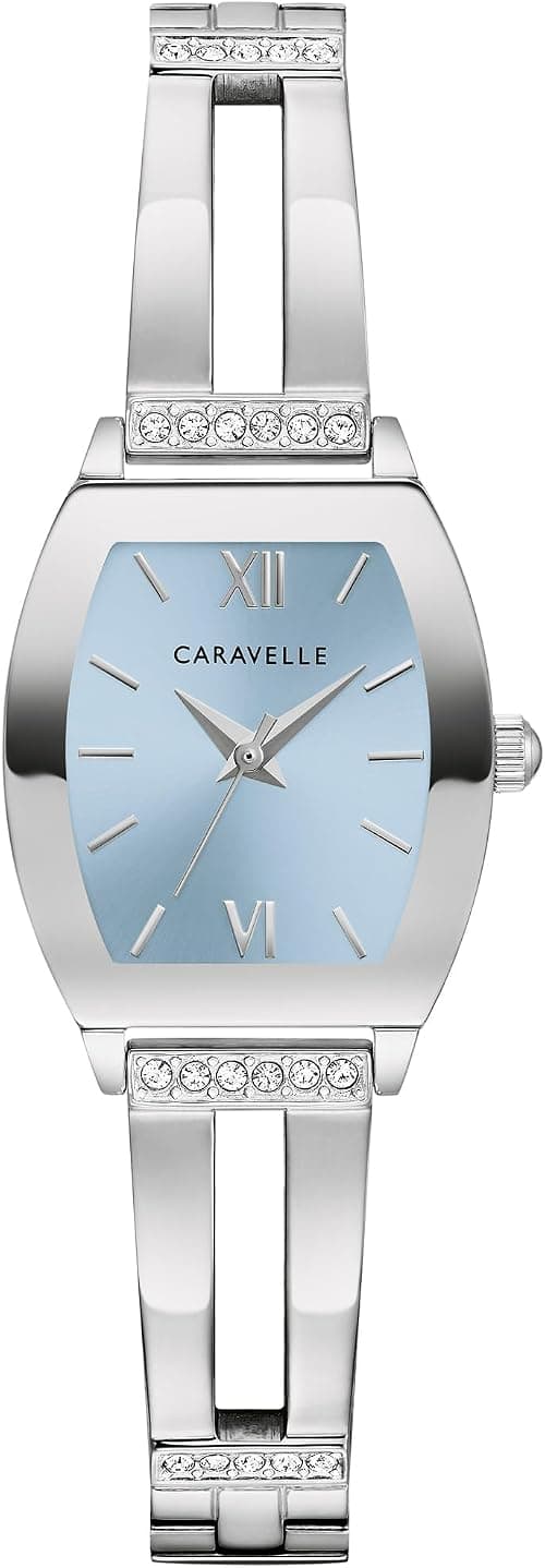 Caravelle by Bulova Ladies Modern Crystal 3 Hand Quartz Stainless Steel Bangle Watch, Expansion Band على Amazon.ae - متتبع الأسعار