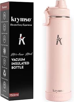 750ml Stainless Steel Water Bottle, Double Wall Insulated Water Bottle, Leak Proof, BPA Free, Silicone Boot, Thermos Bottle, Cold Hot Bottle for Kids, School, Gym (Blush Pink) - Best Deal Finder