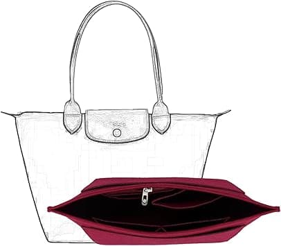D.DUO Purse Organizer, Multi-Pocket Felt Handbag Organizer, Folding Tote Bag organizer insert for Insert Wallet Organizer for Longchamp (Deep Red, Large) on Amazon.ae - Price Tracker