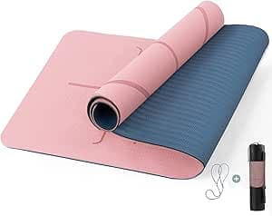 HJB VISSO Yoga Mat, Non Slip Pilates Fitness Exercise Mat with Alignment Marks for Women Men, 183 x 61 x 0.6cm Thick Eco Friendly TPE, Carrying Strap & Storage Bag Included on Amazon.ae - Price Tracker