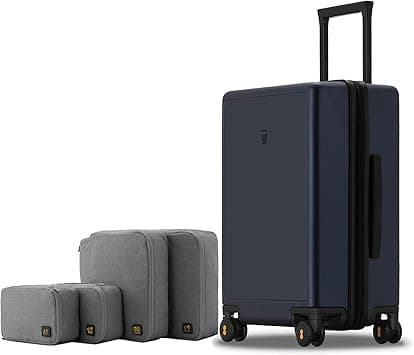 LEVEL8 Suitcase Carry-on Hand Luggage, Elegance Matt Design 100% PC Trolley Case TSA Approved Checked Luggage Lightweight with 8 Spinner Wheels,54.5CM,40L,Dark-Blue on Amazon.ae - Price Tracker