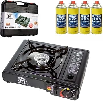 Portable Gas Cooker Stove with 4 Butane Canisters and Carry Case, Lightweight, Compact Outdoor Camping Stove, Premium Burner, Automatic Ignition (pack of 4) - Amazon.ae Price Tracker