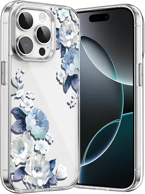 Clear Case for iPhone 11, Women Floral Pattern Design Shockproof TPU Bumper Phone Case for iPhone 11 Flowers Protective Phone Case (Blue, 11) على Amazon.ae - متتبع الأسعار