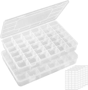 Lifewit Plastic Boxes with Lids, 2 Pieces, Storage Box Organizer, 36 Adjustable Dividers, Transparent Boxes for Screws, Beads, Jewellery على Amazon.ae - متتبع الأسعار