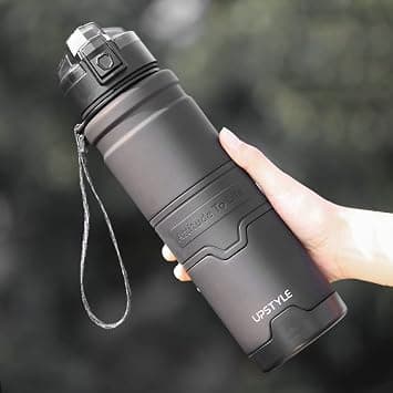 Tycom Water Bottle 1L Leak-Proof Drink Bottle, BPA Free USA Tritan Material Gym Bottle with Protein Shaker, Flip Top Lid & Removable Strainer for Fitness Cycling, Gym Camping Outdoor Sports (Black) على Amazon.ae - متتبع الأسعار