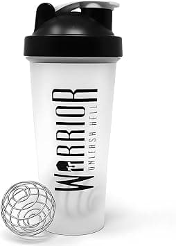 Warrior Protein Shaker Bottle, Includes Wire Mixball Blender – 600ml – Perfect for Mixing Powdered Shakes, Clear, BPA Free, Dishwasher Safe - Amazon.ae Price Tracker