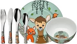 WMF Waldfreunde Children's Cromargan Polished Stainless Steel Cromargan Cromargan Cromargan 6-Piece Cromargan Dishwasher-Safe Set - متتبع أسعار Amazon.ae