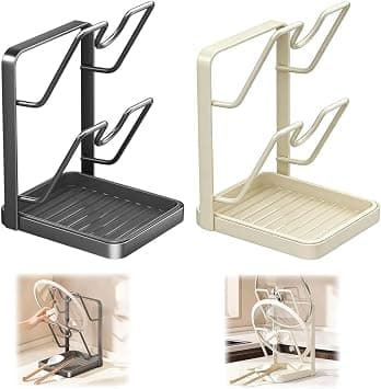 Pot Lid Holder, Spoon Rest, Pot Lid Organiser, Lid Organiser, Kitchen Drawers, 2-in-1 Design, Pan Organiser, Stable, Easy to Clean, Space Saving in the Kitchen, Clean (2 Pieces) on Amazon.ae - Price Tracker