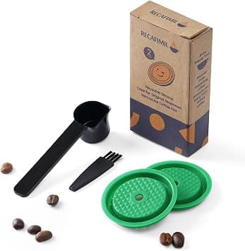RECAFIMIL 2 Pack Reusable Cap Compatible with Nespresso Vertuo and VertuoLine Capsules, Refillable Coffee Pod Caps with Spoon and Brush, Green على Amazon.ae - متتبع الأسعار