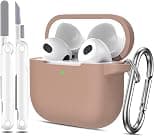 R-fun Case Cover for Airpod 3rd Generation with Cleaner Kit and Earbuds Hook Cover (2Pairs),Soft Silicone Protective Case for Airpod 3 2021- Milk tea - Best Deal Finder