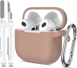 R-fun Case Cover for Airpod 3rd Generation with Cleaner Kit and Earbuds Hook Cover (2Pairs),Soft Silicone Protective Case for Airpod 3 2021- Milk tea - Best Deal Finder