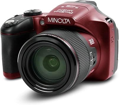 Minolta Pro Shot 20 Mega Pixel HD Digital Camera with 67x Optical Zoom, Full 1080p HD Video & 16GB SD Card (Red) on Amazon.ae - Price Tracker