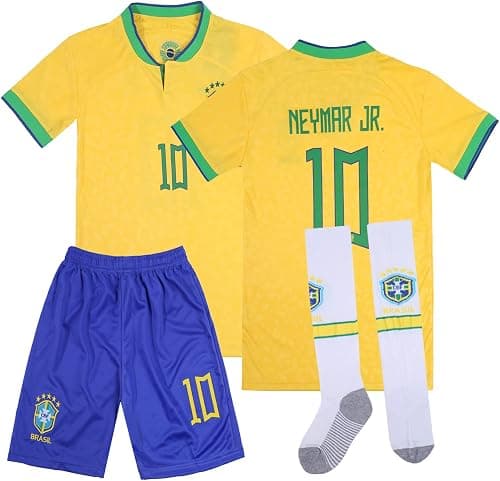 Brazil National Soccer Neymar #10 Kids Jersey/Short/Socks Home Away on Amazon.ae - Price Tracker