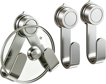 Pack of 3 Pot Lid Holders with Suction Cup, Lid Holder Wall, Kitchen Pot Lid Organiser, Chopping Board Holder, No Drilling Required, Suitable for Pot Lids Lids Baking Trays and Cutting Boards on Amazon.ae - Price Tracker
