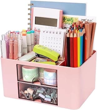 Pen Holder, Multifunctional Desk Organizer, Ideal Desk Accessories for Office, Home, School, Classroom (Pink) على Amazon.ae - متتبع الأسعار