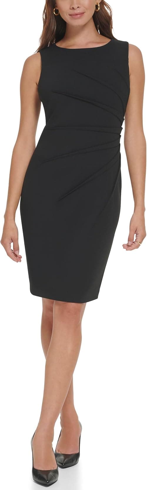 Calvin Klein womens Round Neck Sleeveless Sheath With Starburst Detail Dress on Amazon.ae - Price Tracker