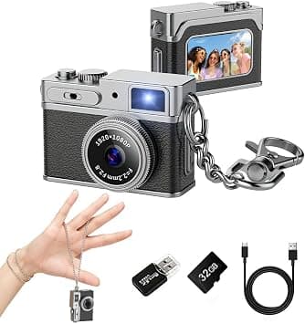 Mini Digital Camera 1080P HD - Keychain Small Camera with 32GB Card, Fun Pocket-Sized Gadget for Kids & Adults,Video Recorder with Long Battery Life for Travel, Black on Amazon.ae - Price Tracker
