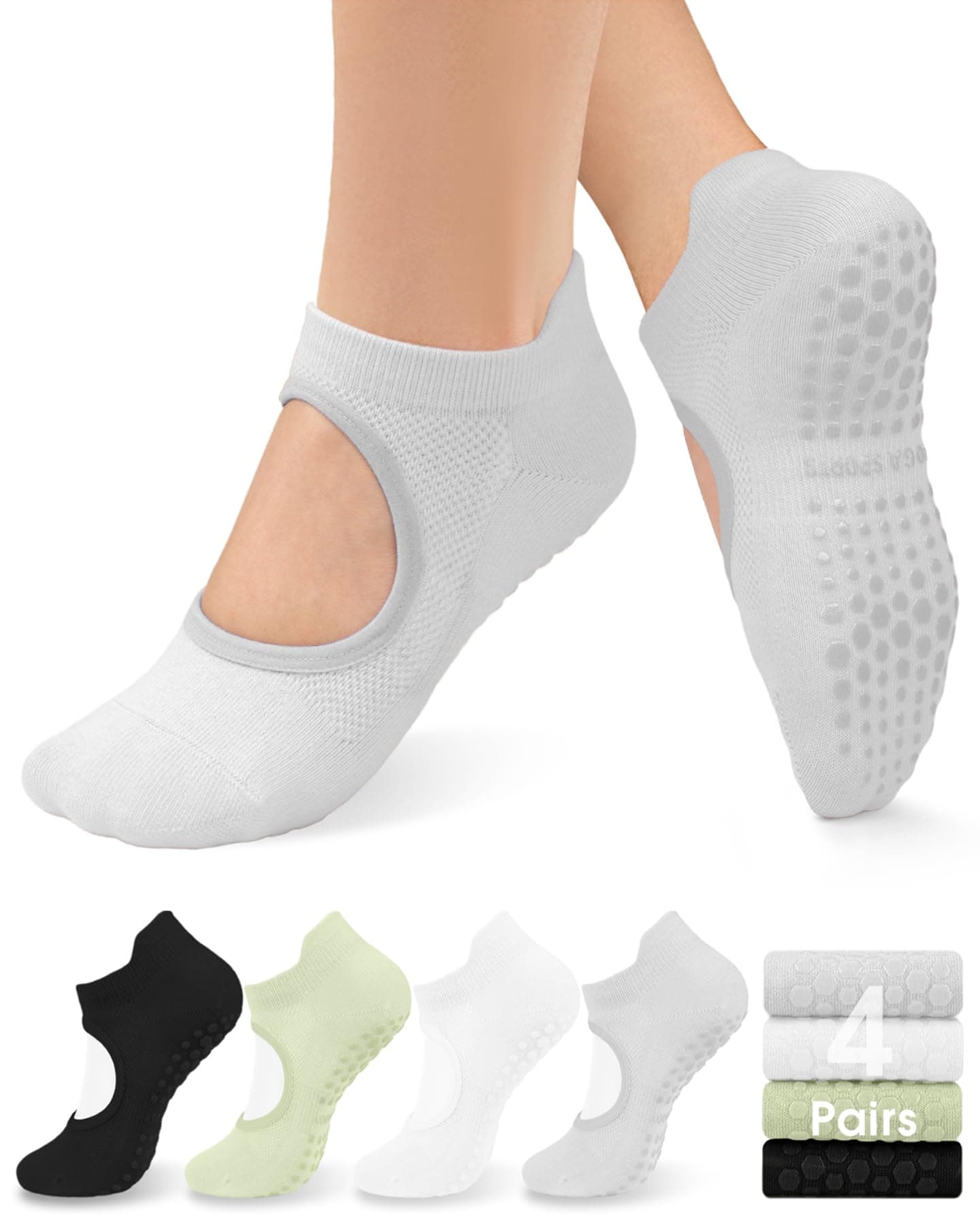 YeuG 4/6 Pairs Pilates Socks for Women - Non Slip Grip Socks for Yoga, Barre, Hospital, Barefoot on Amazon.ae - Price Tracker