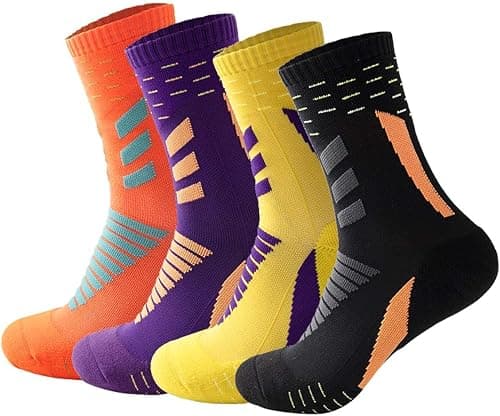Basketball Socks, 4 Packs Outdoor Athletic Crew Socks Thick Compression Long Running Sports Socks for Men & Women 100% Cotton Athletic Running Workout No Show Low Cut Ankle Crew Socks (Size 6-12) on Amazon.ae - Price Tracker