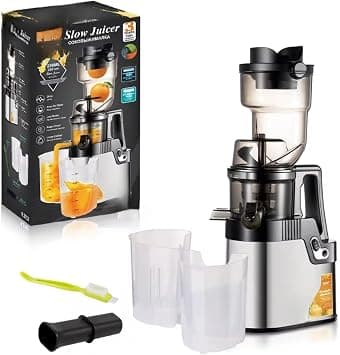 Slow Juicer Machine, 250W Cold Press Juicer with 80MM Large Feed Chute, Low Noise Masticating Juicer, Easy to Clean Fruit & Vegetable Juicer Extractor with Juice Cup & Pulp Container on Amazon.ae - Price Tracker