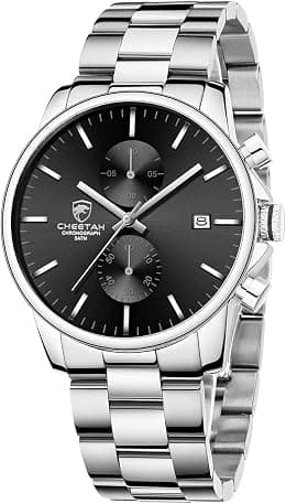 GOLDEN HOUR Fashion Business Mens Watches with Stainless Steel Waterproof Chronograph Quartz Watch for Men, Auto Date - Best Deal Finder