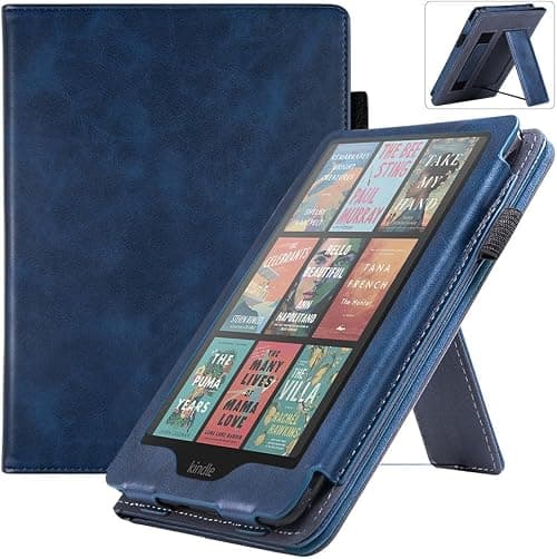 Gruattreay Leather Case for Kindle Paperwhite 12th (7 inch) (2024),Anti-fall Kindle Case with Auto Sleep/Wake & Hand Strap & Stand,Anti-friction Kids-Friendly Protective Cover (Blue) على Amazon.ae - متتبع الأسعار