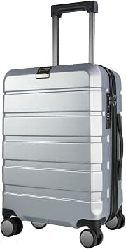 KROSER Hardside Expandable Carry On Luggage with Spinner Wheels, Durable Suitcase Rolling Luggage, Carry-On 20-Inch, Silver Grey - Best Deal Finder