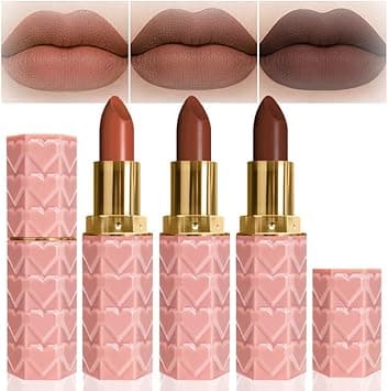 3 Pcs Dark Deep Orange Brown Coffee Nude Matte Lipstick Set for Women, 24 Hour Long Lasting Waterproof, Non-Stick and Smudge Proof, Lip Stain Makeup for Women and Girls (N04+N05+N06) on Amazon.ae - Price Tracker