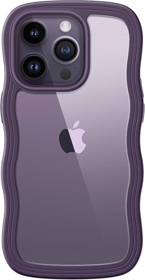 JETech Cute Case for iPhone 14 Pro Max 6.7-Inch, Wave Frame Curly Shape Shockproof Phone Cover for Women and Girls, Clear Hard PC Back (Deep Purple) on Amazon.ae - Price Tracker