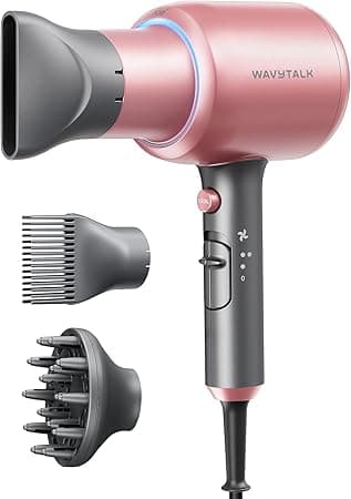 Wavytalk Hair Dryer, Blown Away Ionic Hair Dryer for Curly Hair with Diffuser, 1875W Fast Drying Blow Dryer with Ceramic Technology, 3 Attachments for All Hair Types, Light and Quiet Blower, Rose Gold on Amazon.ae - Price Tracker