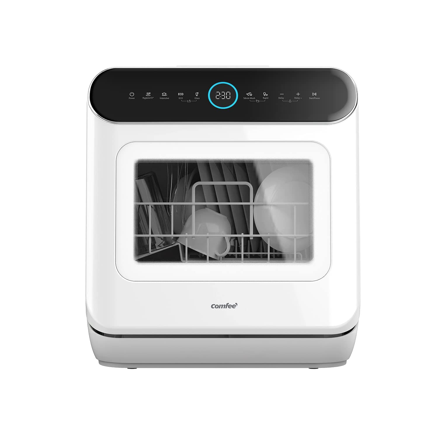 COMFEE' Mini Dishwasher Countertop Dishwasher 3 Place Settings 6 Programs, Freestanding, Touch Control, LED Display, Delay Start and Off-peak Wash Function - White on Amazon.ae - Price Tracker