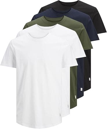 JACK & JONES mens JJENOA TEE SS Crew Neck Pack of 5 T-Shirt (pack of 1) على أمازون - دليلك لأفضل العروض