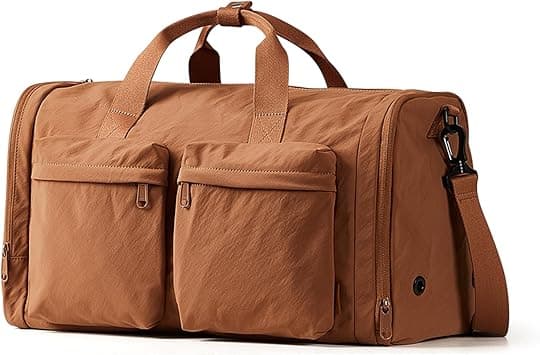 Gym Bag Duffle Bag for Travel: Gym Bag for Women Men Gym Bag With Shoe Compartment - 3 in 1 Carry on Bag Travel Duffel Bags with Trolley Sleeve - Lightweight Travel Bag Sports Bag (Warm Brown) on Amazon.ae - Price Tracker