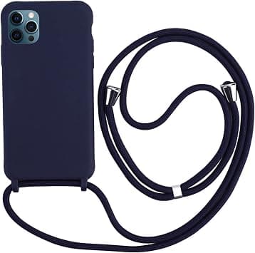 Crossbody Case Compatible with iPhone 15 Pro Max,Shell with Adjustable Neck Cord Lanyard Strap,Soft Silicone Blue - Best Deal Finder