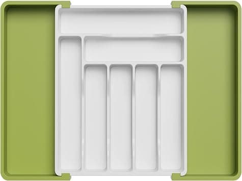 Lifewit Cutlery Tray for Drawers, Expandable Cutlery Tray for Kitchen Drawers, Adjustable Cutlery Tray, Plastic, Cutlery Spoons, Forks, Knife Holder, Large, Green and White on Amazon.ae - Price Tracker