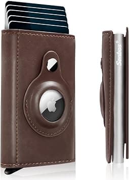 Minimalist Wallet with AirTag Holder, PU Leather Slim Wallet Automatic Pop Up RFID Blocking Card Holder with Built-in AirTag Case, Airtag Wallet Front Pocket Purse with Money - دليلك لأفضل العروض