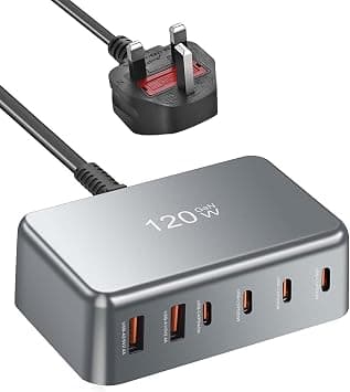 infino® 120W USB C Fast Charger Station - 6-Port GaN Wall Charger Power Adapter (4x USB-C 45W/20W, 2x USB-A 5V2.4A) for iPhone 16/15/14/13, Galaxy S25/S24 Ultra, iPad, Steam Deck, Office & Travel على Amazon.ae - متتبع الأسعار