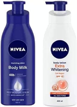 Nivea BODY MILK & ELXTRA WHITENING (2*400 ML) LOTIONS (800 ml) - Best Deal Finder