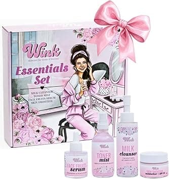 Wink Skincare for Teens - Essentials Skincare Set for Teen Girls | 4-Piece Natural Skincare Kit with Cleanser, Toner Mist, Serum & SPF Moisturizer | Plant-Based, Mom-Approved for Healthy, Glowing Skin on Amazon.ae - Price Tracker