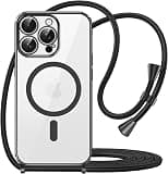 T Tersely for iPhone 15 Pro Max Soft TPU Case with Magnetic Adsorption, Adjustable Crossbody Strap, Neck Cord Lanyard and Wrist Tether Safety Straps for iPhone 15 Pro Max (Black) - Best Deal Finder
