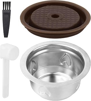 Penitue Reusable Coffee Pods Kit for Nespresso Vertuo Machine, Stainless Steel 80ml Refillable Coffee Capsule Set Include Silicone Lid Spoon & Cleaning Brush on Amazon.ae - Price Tracker