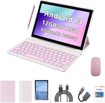 Crelander Android 13 Tablet 10.1 Inch with SIM Card Slot, 4G LTE Calls, 12GB+512GB, 8000mAh Battery, Dual Camera, Bluetooth/WiFi, Bundle with Case, Keyboard, Mouse and Pencil على Amazon.ae - متتبع الأسعار